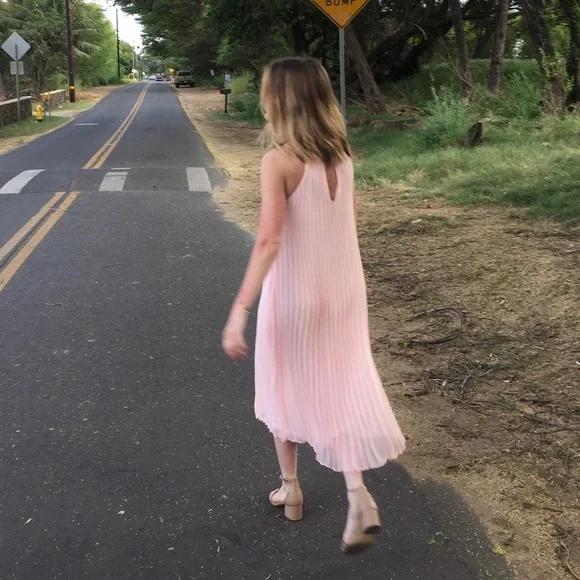 Likely Light Pink Accordion Pleat Midi Dress - Picture 6 of 11